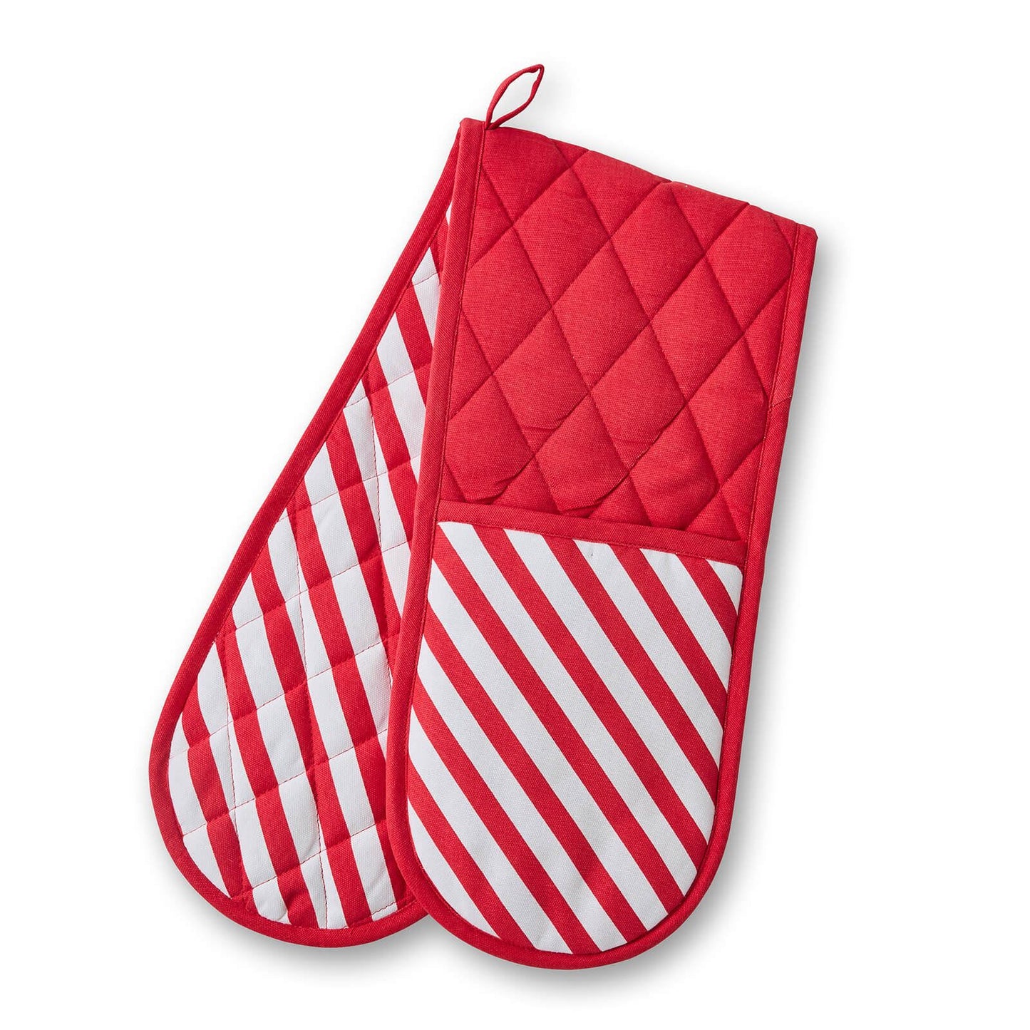 Christmas Candy Cane Red Oven Glove - Double