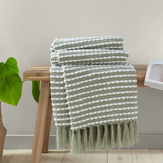 Living Stab StiTCh Sage Green Throw