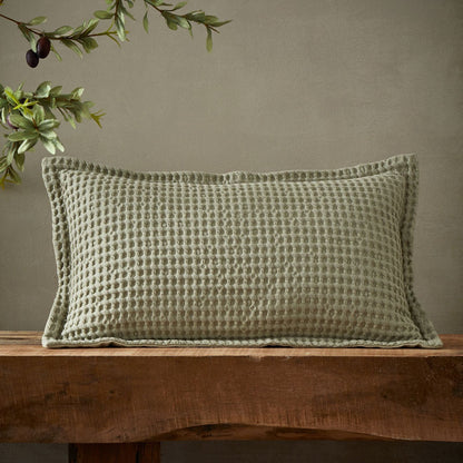 Pineapple Elephant Jaipur Chunky Waffle Sage Green Cushion - Filled
