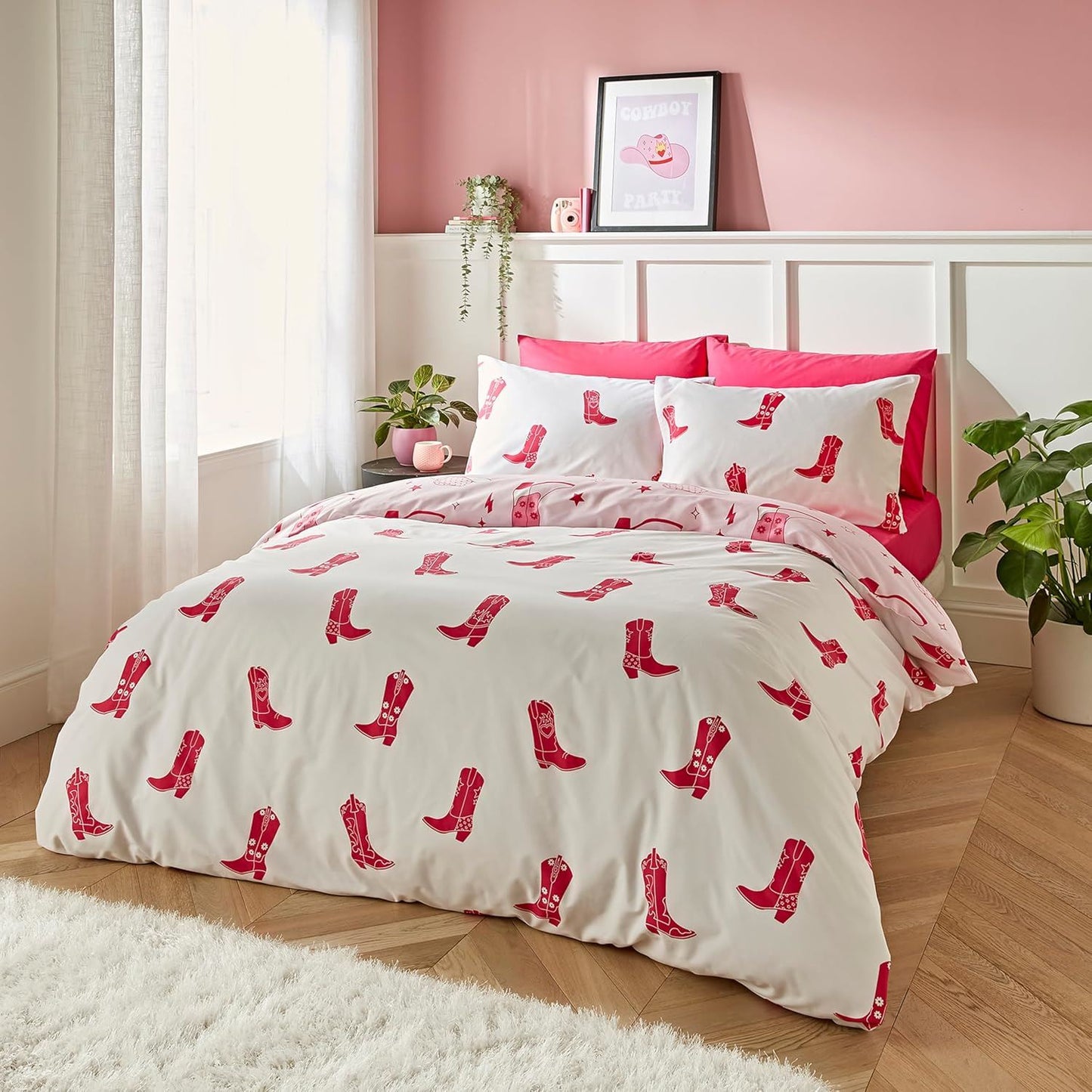 Cowgirl Boot Pink Duvet Cover Set