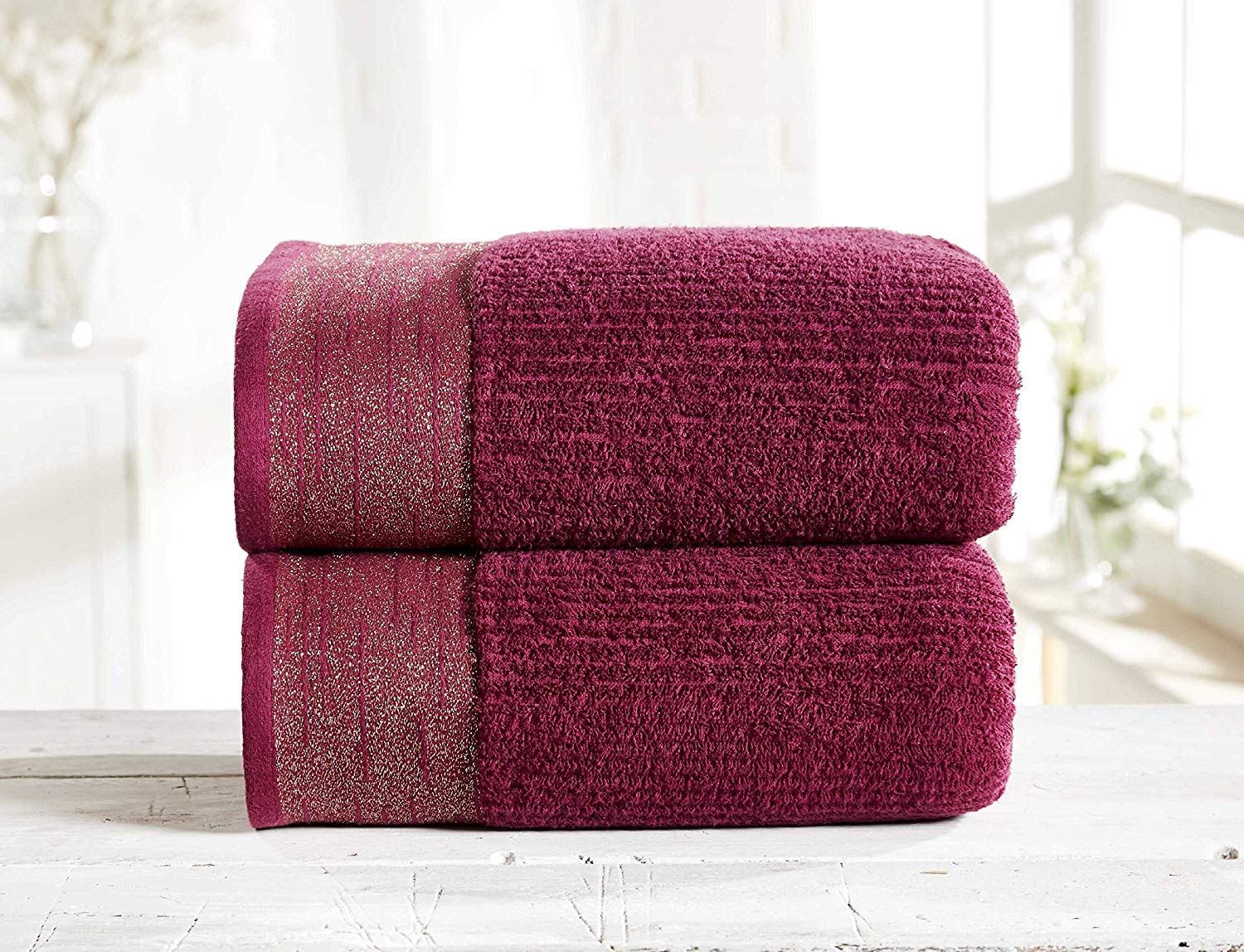 Mayfair Damson/Gold Bath Sheet Pair