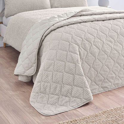 Catherine Lansfield Crinkle Seersucker Texture Bedspread Natural - 220x220cm