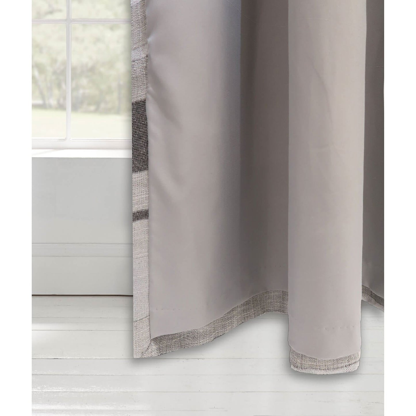 Powel Stripe Grey Eyelet Curtains