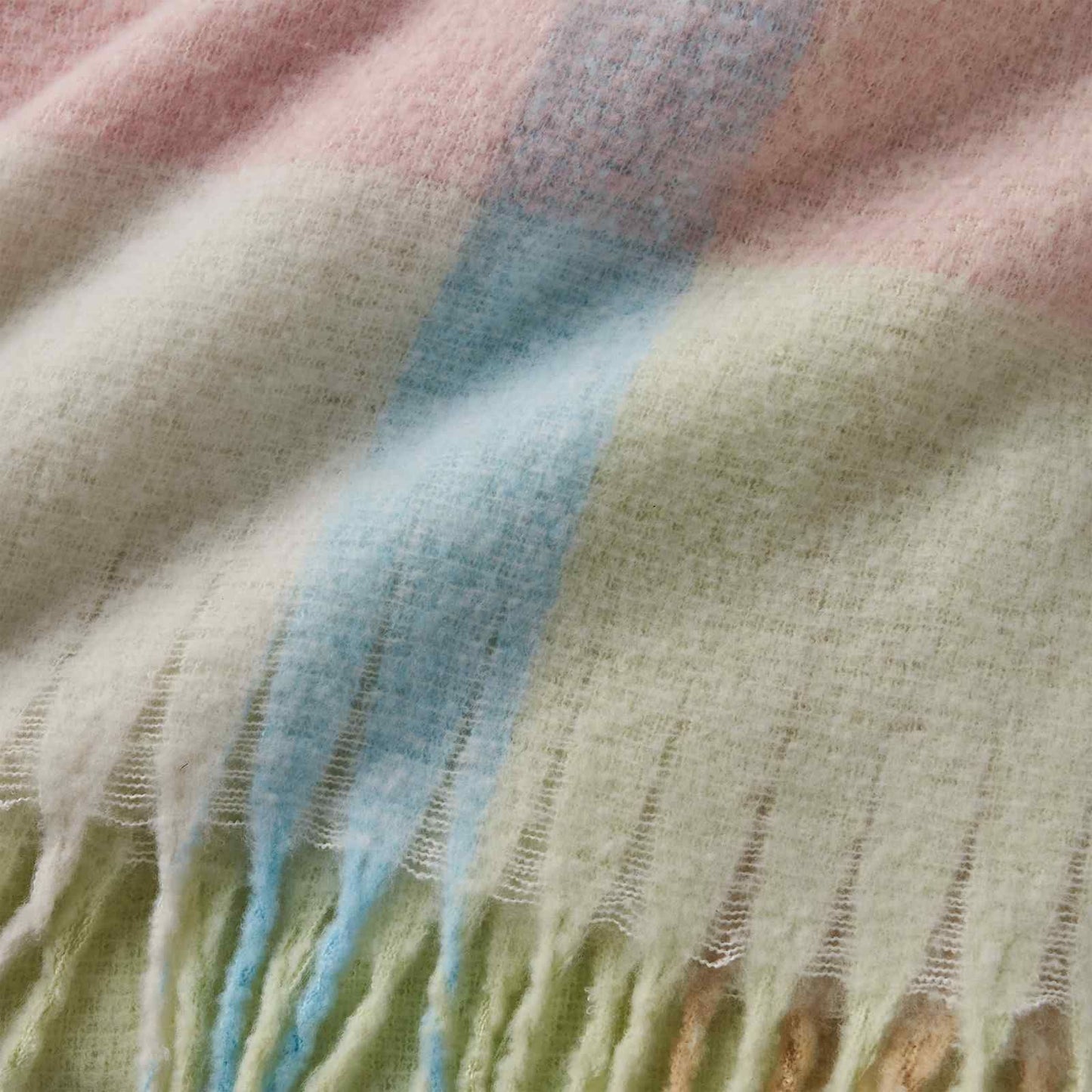 Faux Mohair Check Pastel Blanket Throw