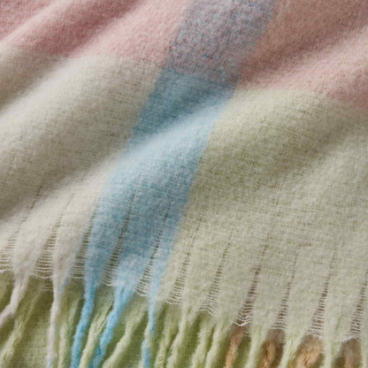 Faux Mohair Check Pastel Blanket Throw