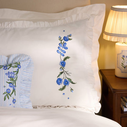 Cath Kidston Forget Me Knot Floral Cotton Bedding Duvet Cover Set White / Blue