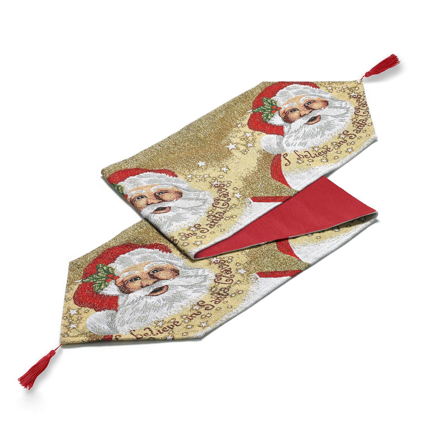 I Believe Christmas Beige Red Table Runner