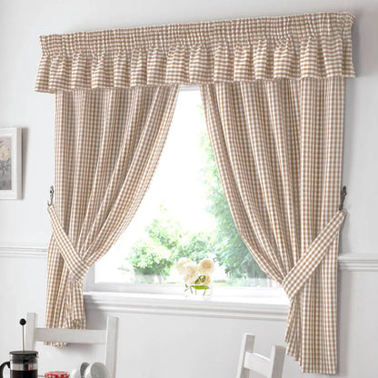 Gingham Beige KiTChen Curtain