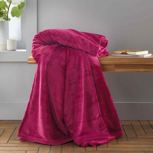 Raschel Velvet Touch Hot Pink Blanket Throw