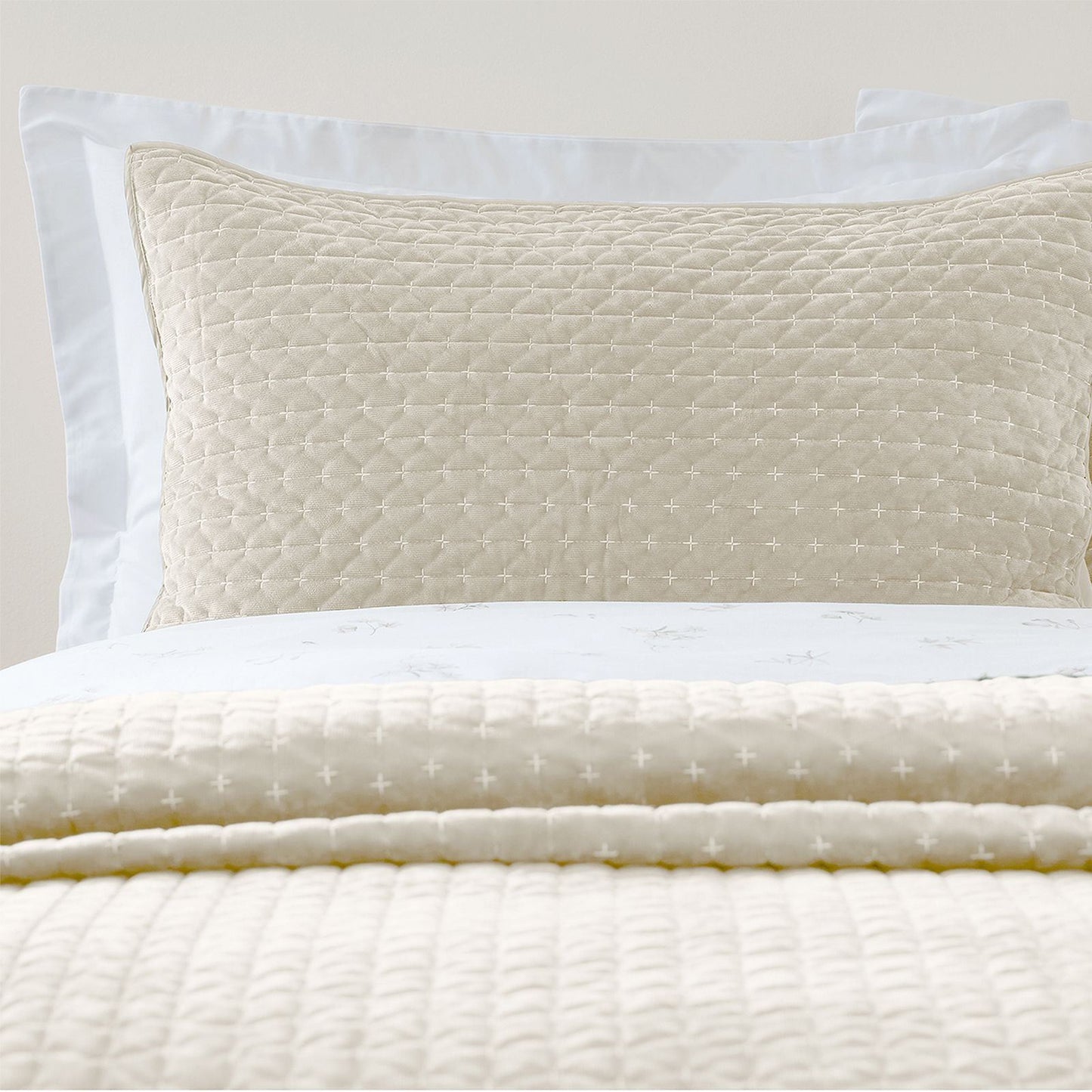 Bianca Attica Velvet Natural Pair with envelope closure - Pillow Sham