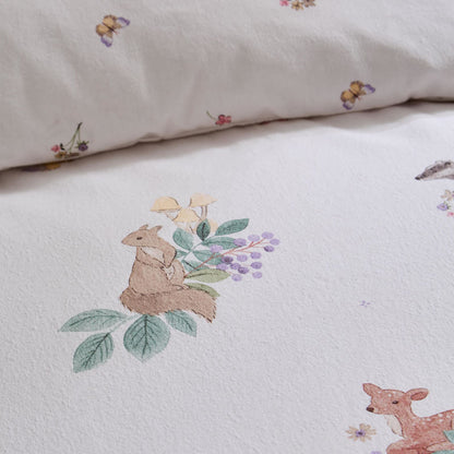 Catherine Lansfield Forest Friends Print Reversible Cotton Duvet Cover Set Cream