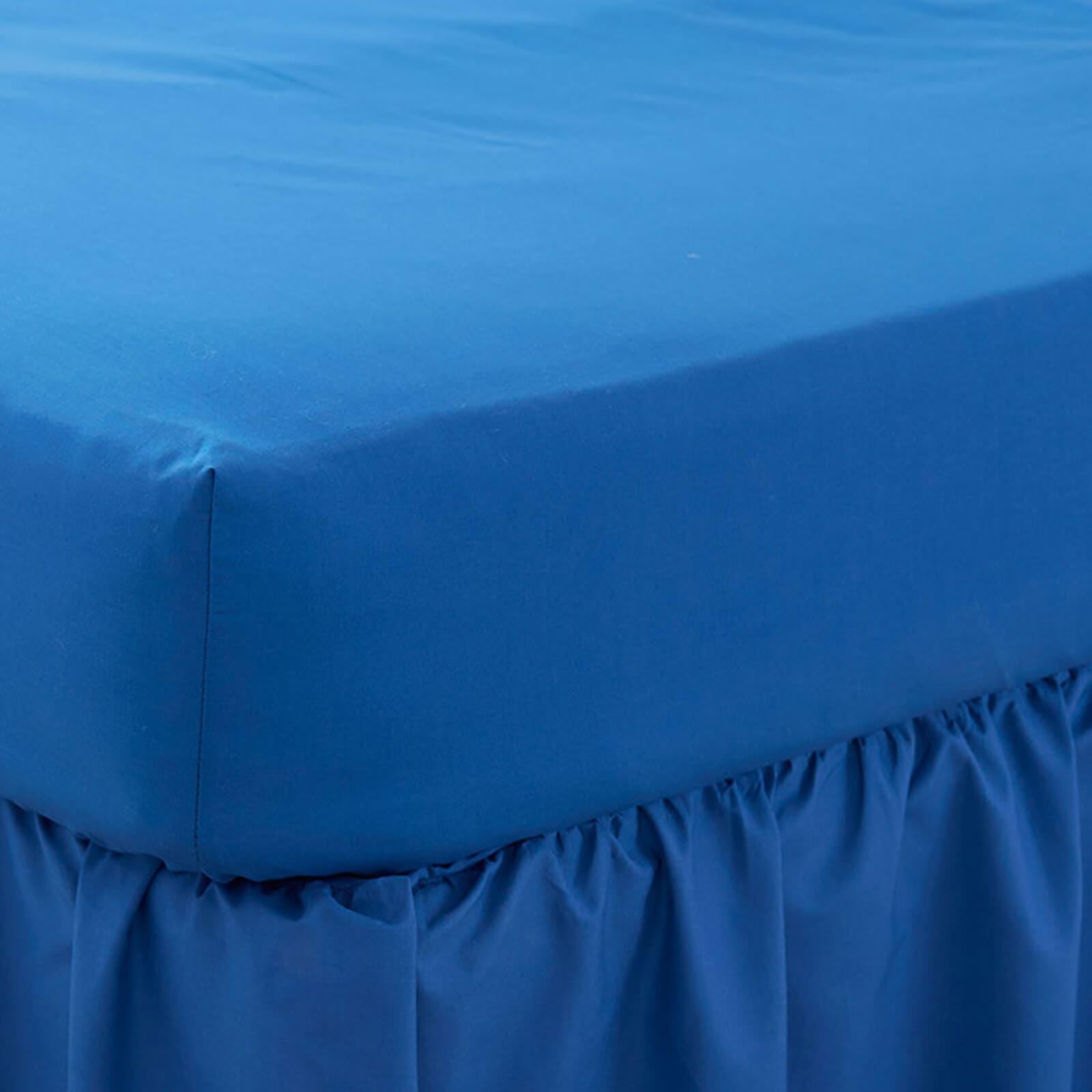 Poetry Mid Blue Fitted Sheet Home Linen Store