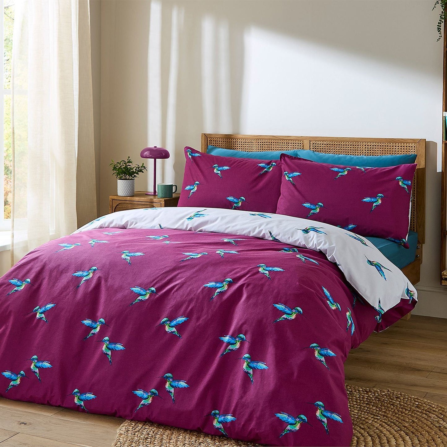 Their Nibs Hummingbird Plum Duvet Cover Set