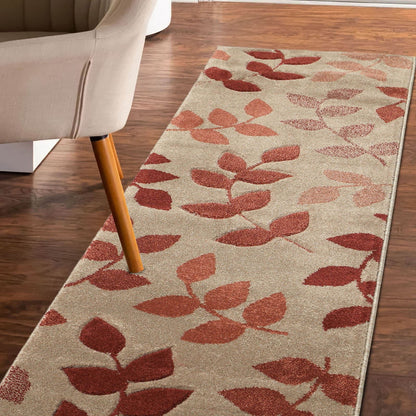 Newport Terracotta Leafs Rug