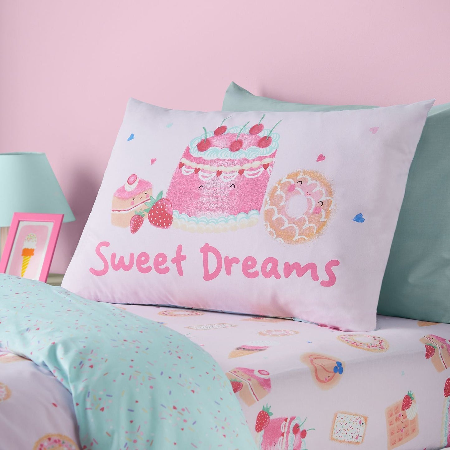 Catherine Lansfield Sweet Treats Pink Duvet Cover Set