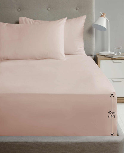 SND Percale 16" Blush Fitted Sheet