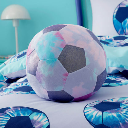 Kids Tie Dye Football 3D Shaped Cushion Lilac