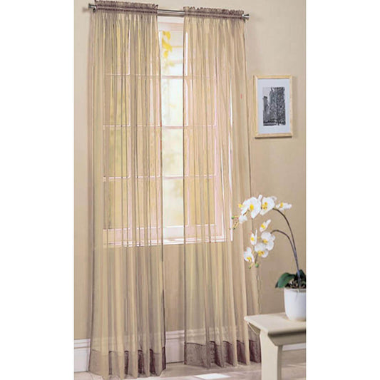 Plain Voile Sheer Rod Top Cream Panel