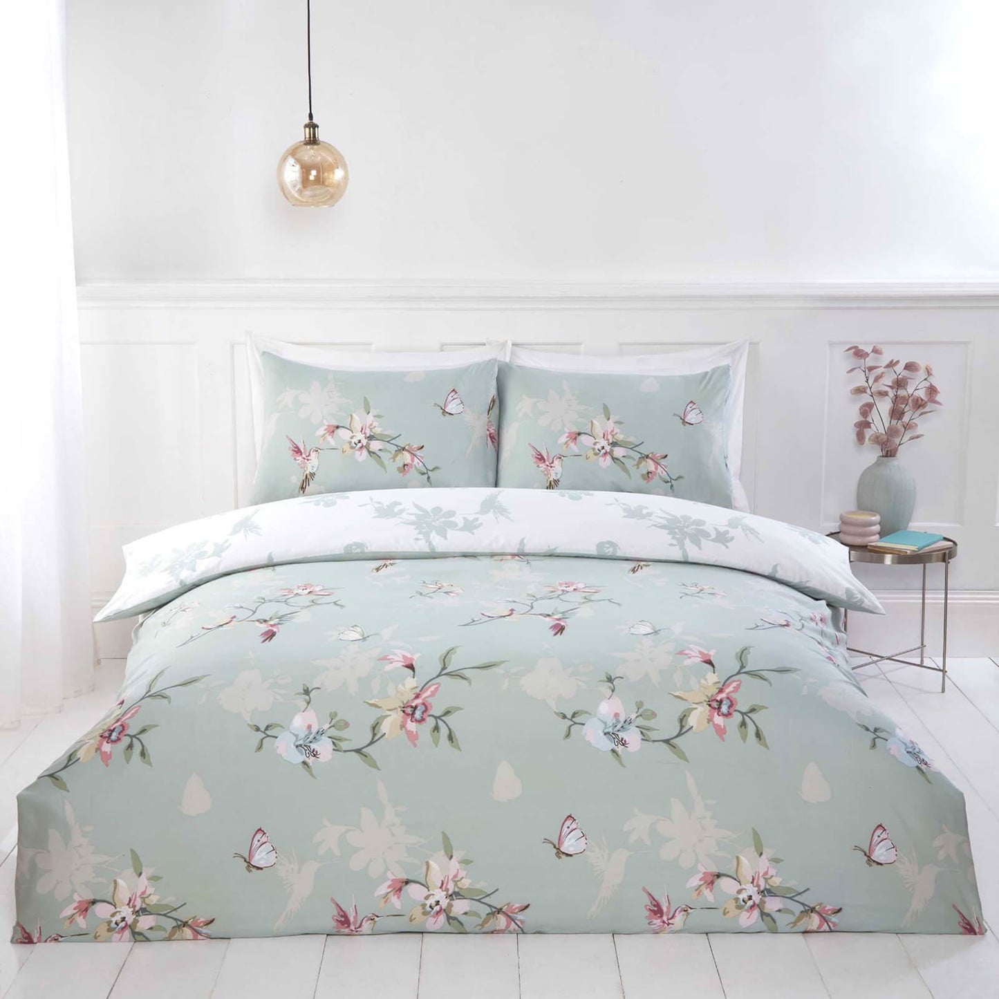 Hummingbird Micro Fiber Green Duvet Set