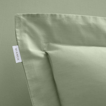 200 Thread Count Cotton Percale Sage Green Pillow case Pair with envelope closure