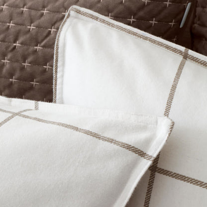 Bianca Fine Linens Regal Checked Reversible Cotton Bedding Duvet Cover Set Mole