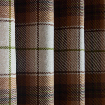 Catherine Lansfield Brushed Woven Glencoe Check Thermal Eyelet Door Panel Terracotta