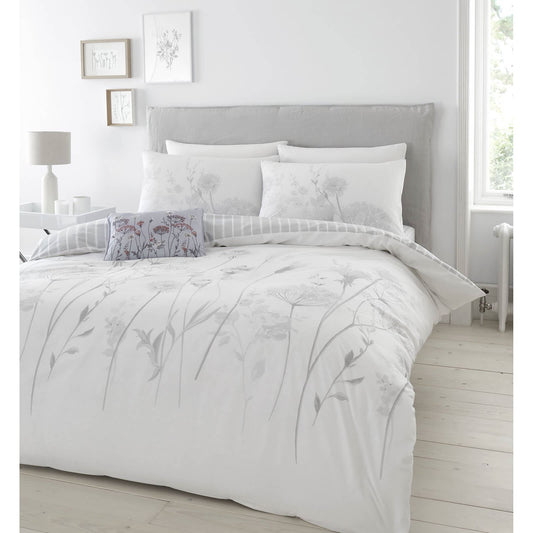 Meadowsweet Floral White/Grey Duvet Set