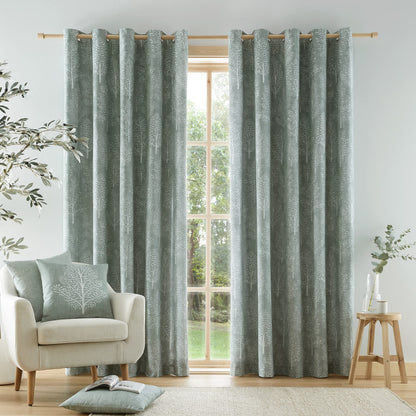 Alder Trees Sage Green Eyelet Curtains