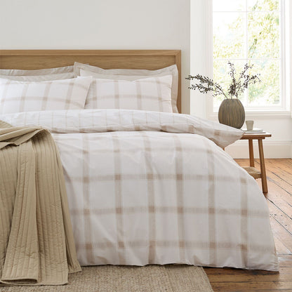 Bianca Oxton Check Natural Duvet Cover Set