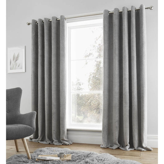 Sherpa Grey Eyelet Curtains