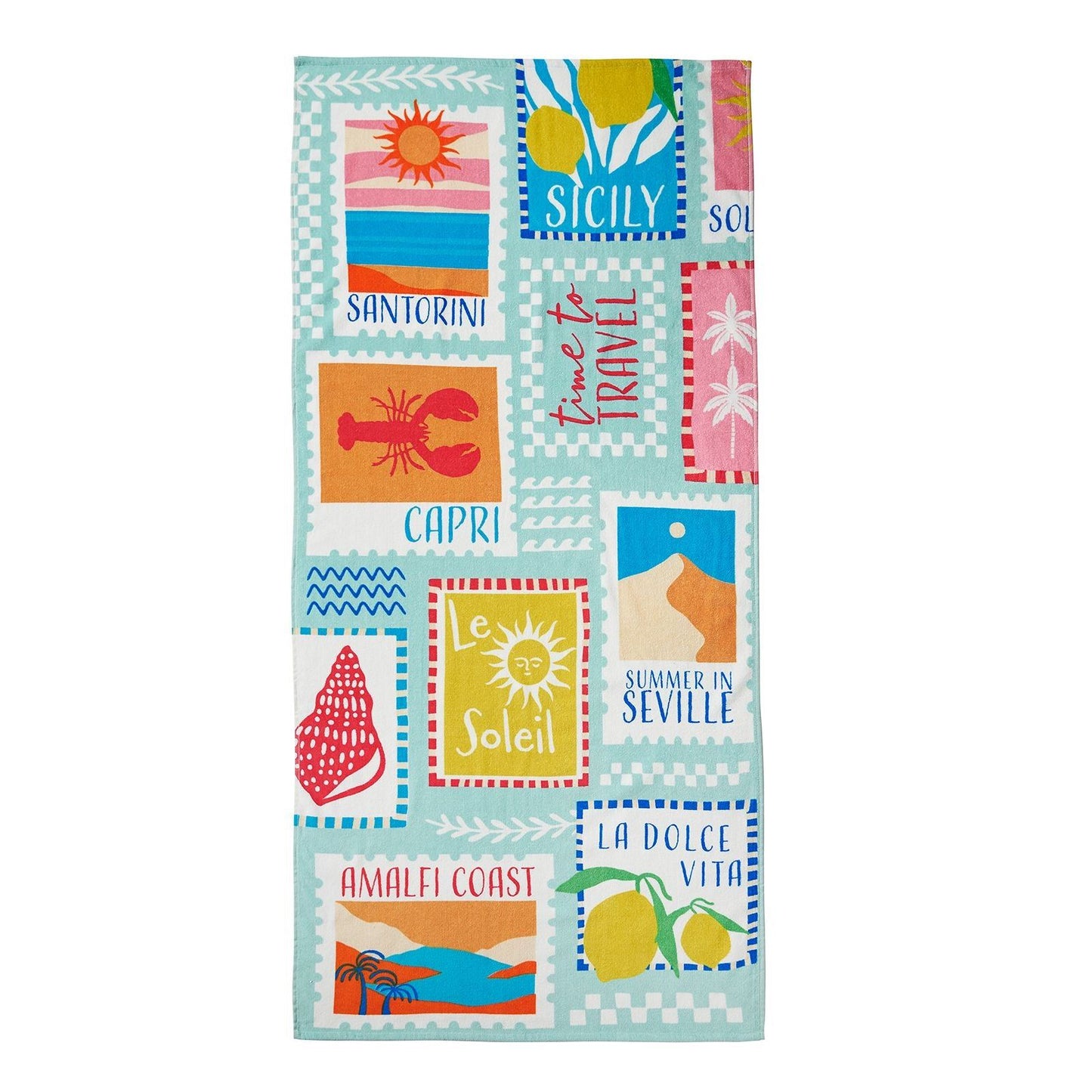Catherine Lansfield Postcards Sage Green Towel - Beach