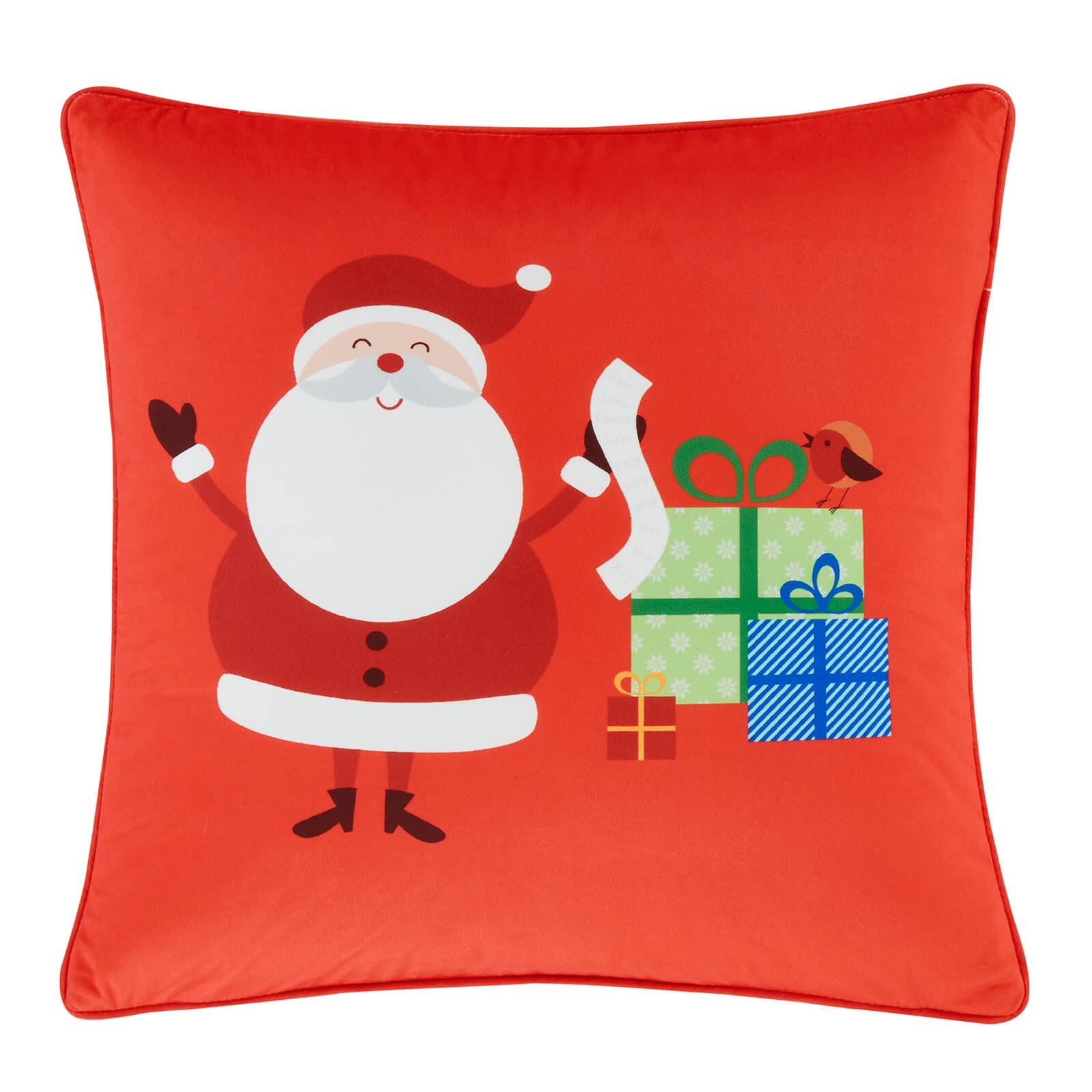 Santa's Christmas Red Filled Cushion