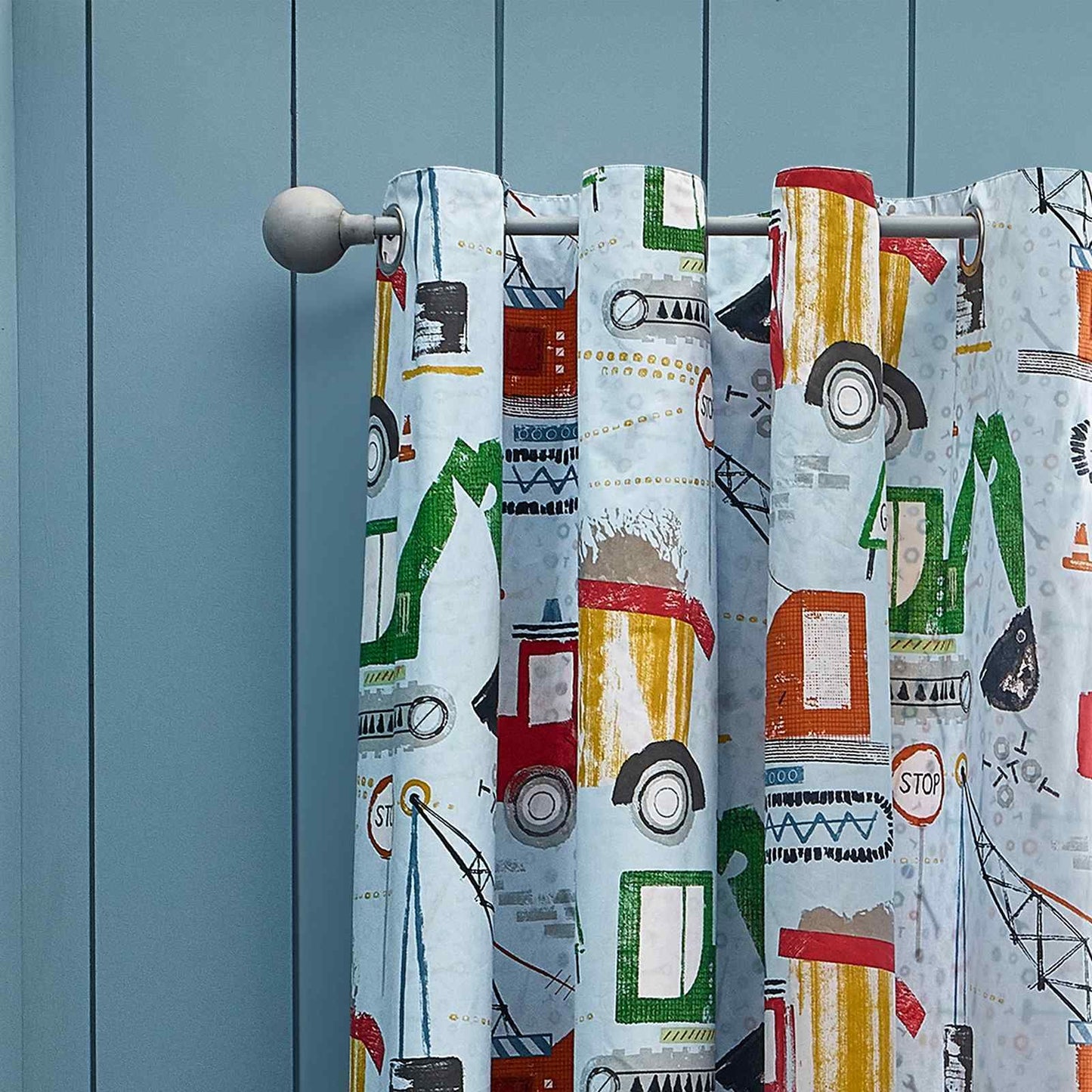 Digger Dreams Blue Curtains Two Panels - 66x72 Inch