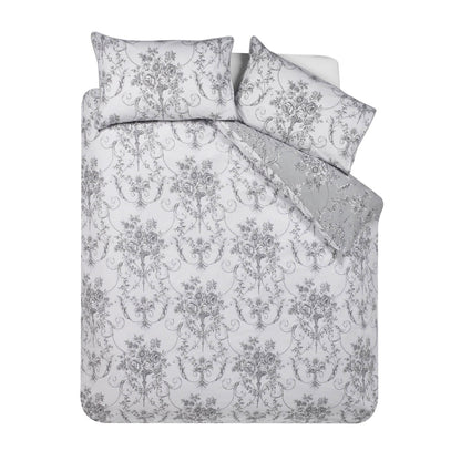 Catherine Lansfield Antoinette Damask Reversible Bedding Duvet Cover Set Grey