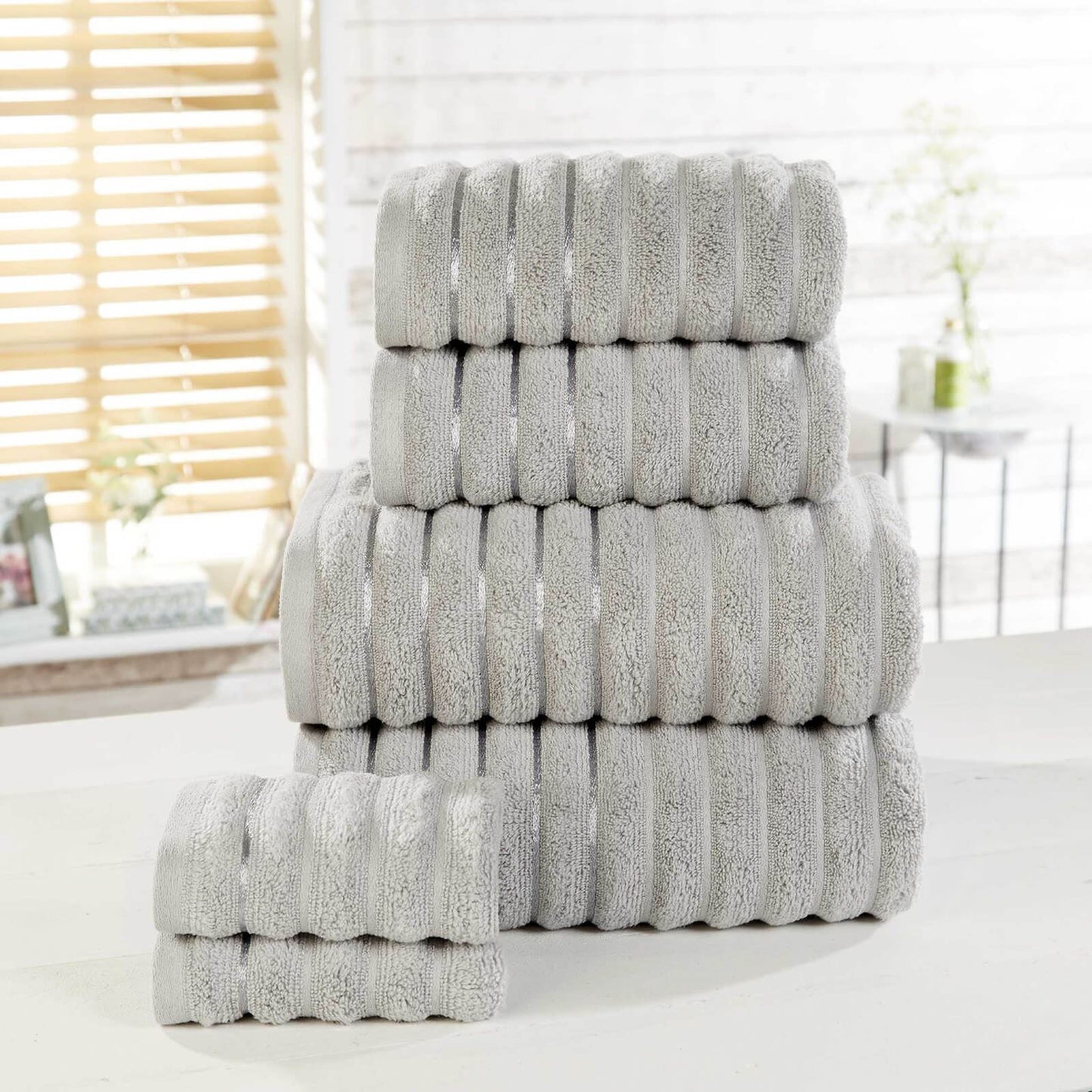 Ribbed Silver Bath Sheet