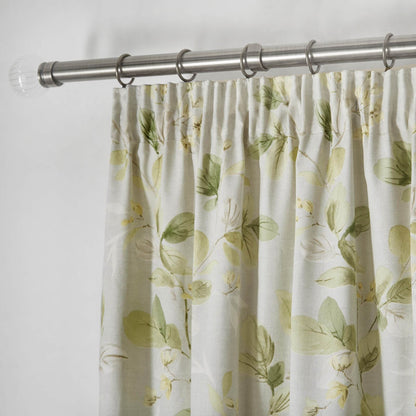 Meadow Leaves Green Pencil Pleat Curtains