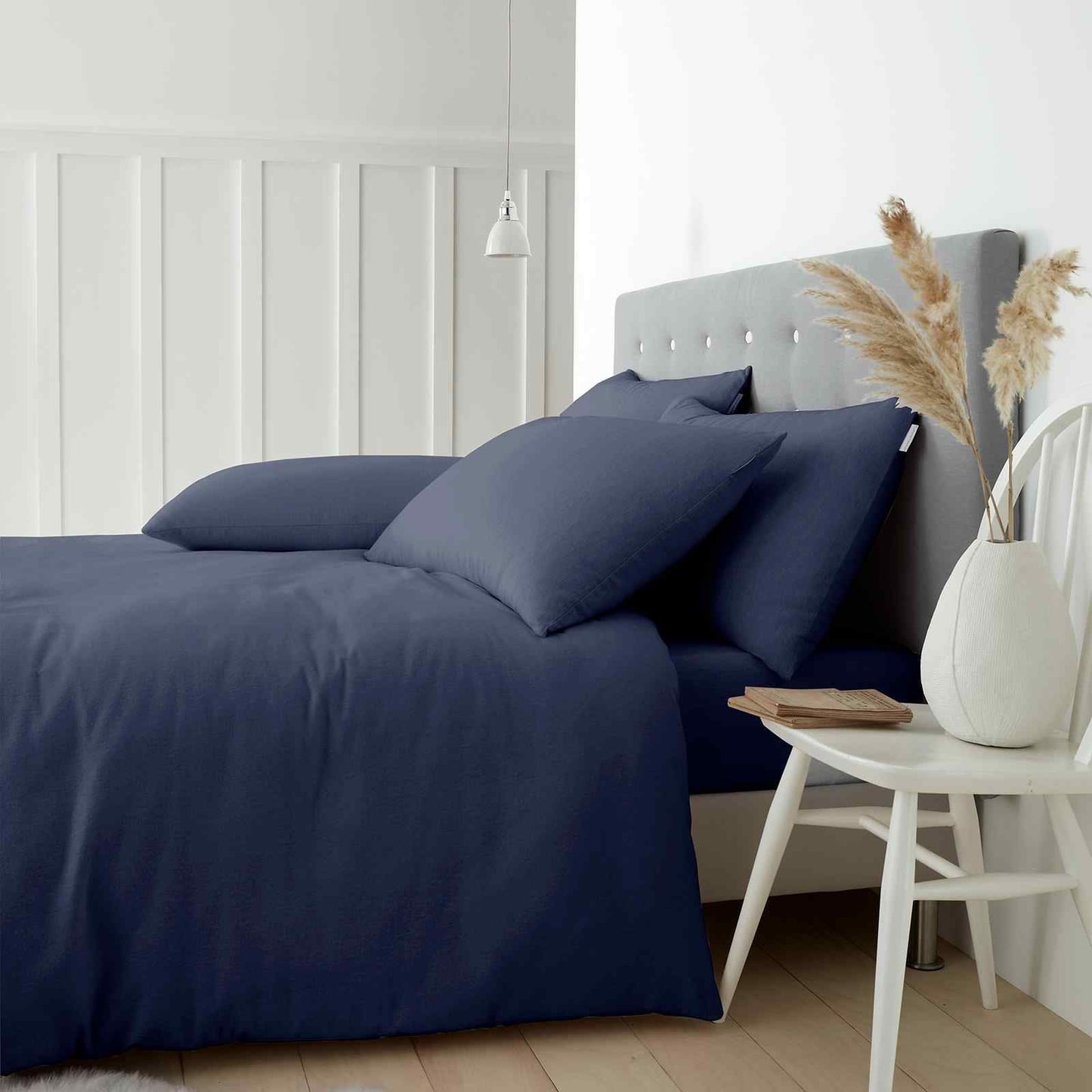 Brushed Cotton Navy Blue Duvet Set