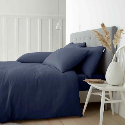 Brushed Cotton Navy Blue Duvet Set