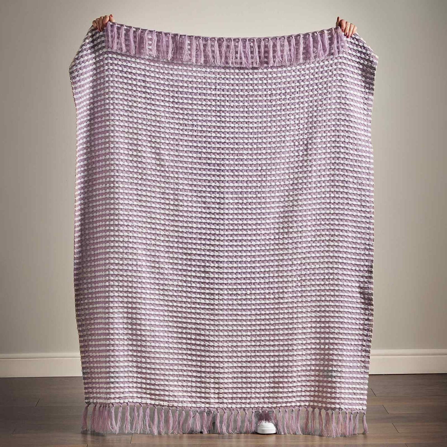 Stab Stitch Lilac Blanket Throw