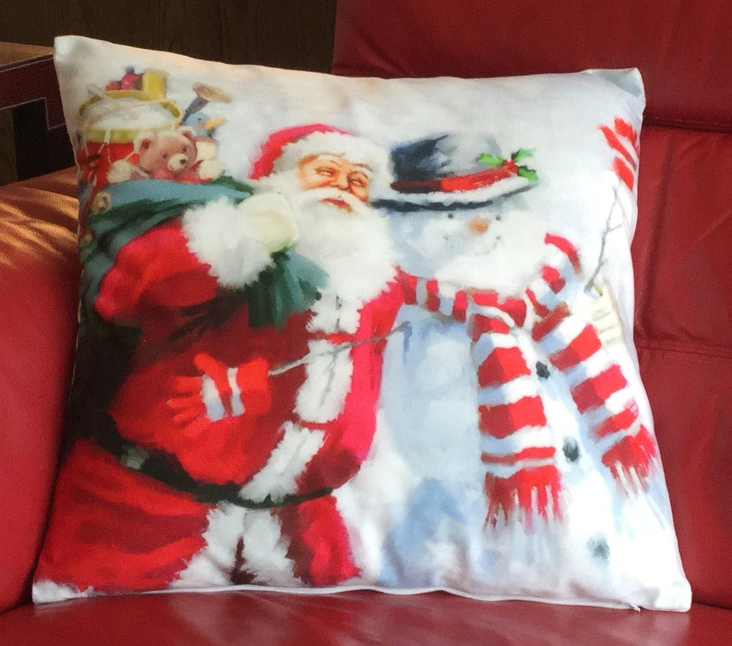 Christmas Santa And Snowman Cushion Cover