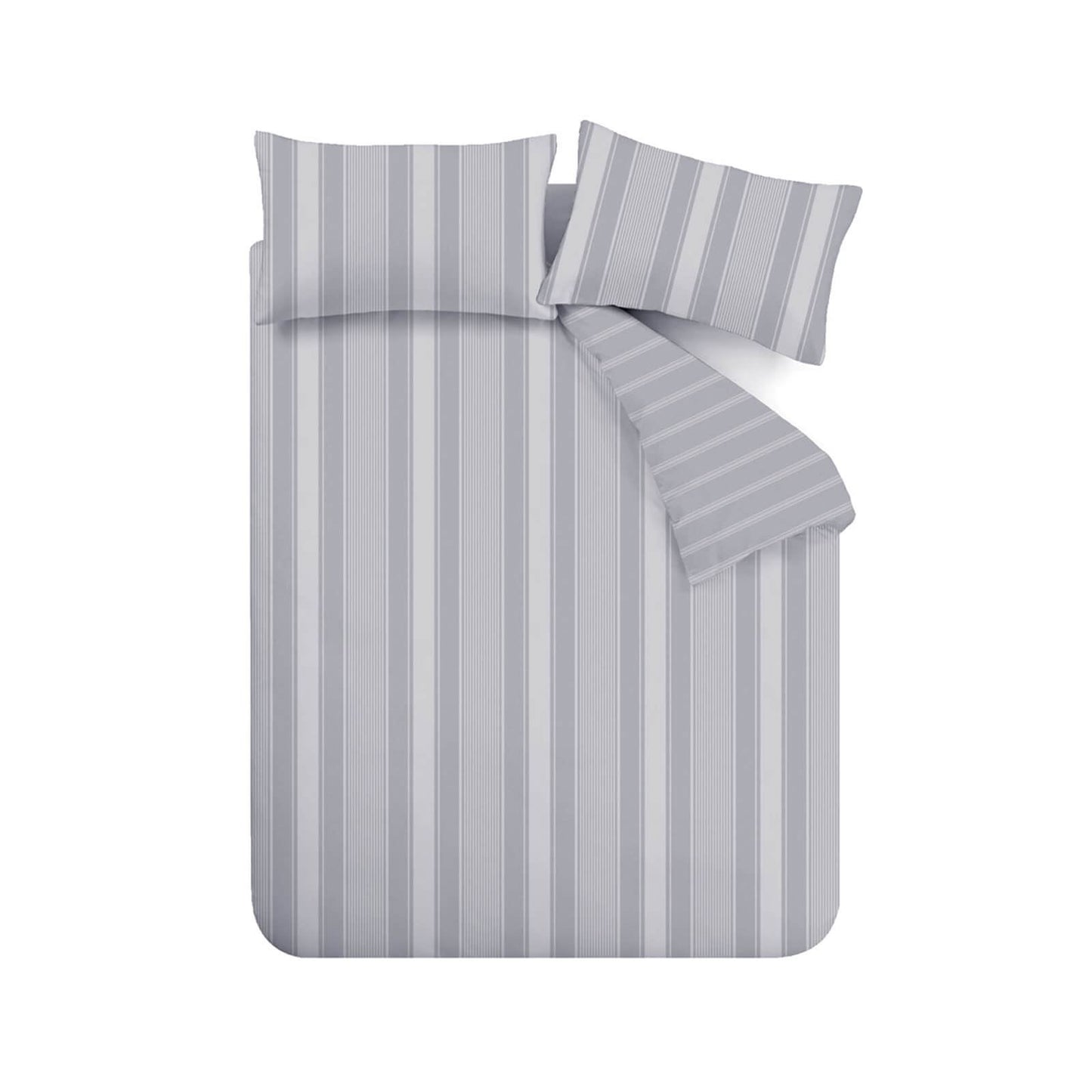 Brushed Ticking Stripe Grey Duvet Cover Set