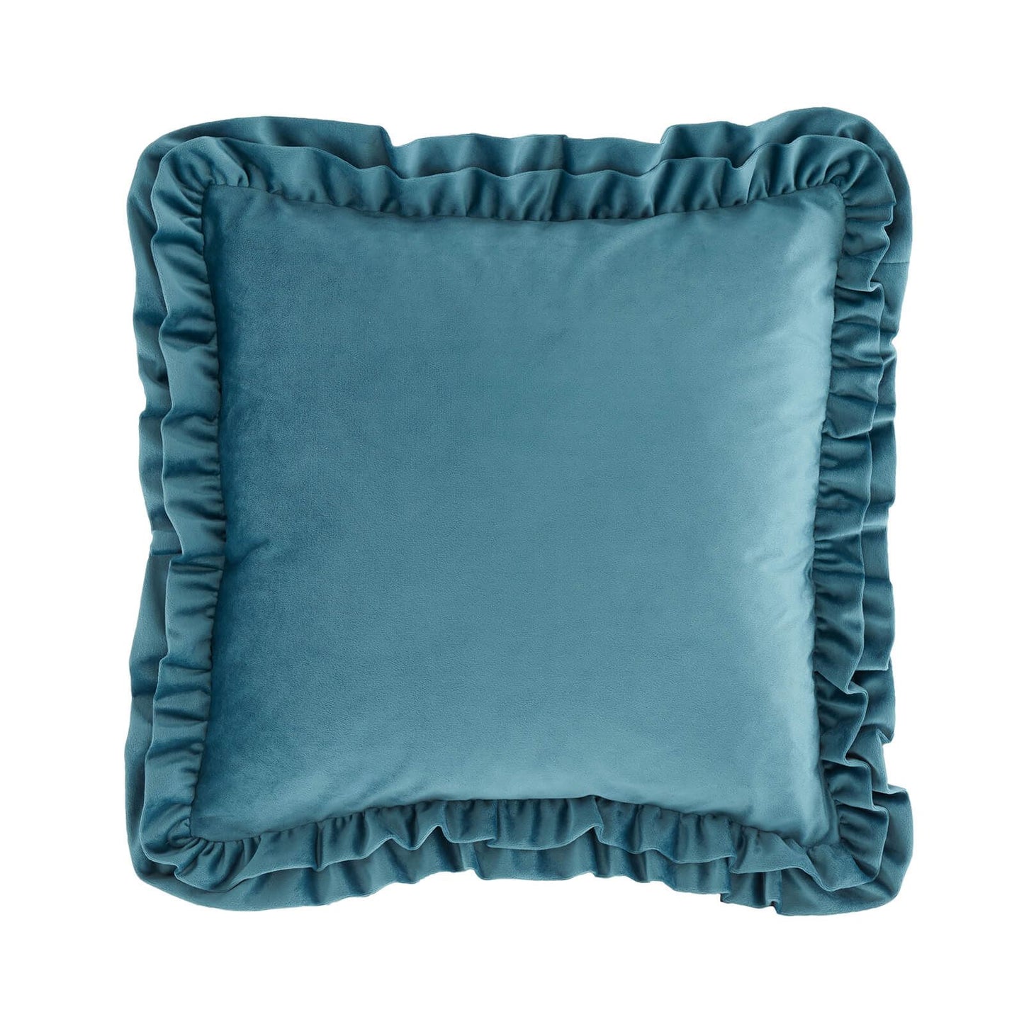 So Soft Velvet Touch Double Frill Cushion Teal Green