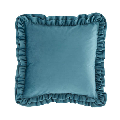 So Soft Velvet Touch Double Frill Cushion Teal Green