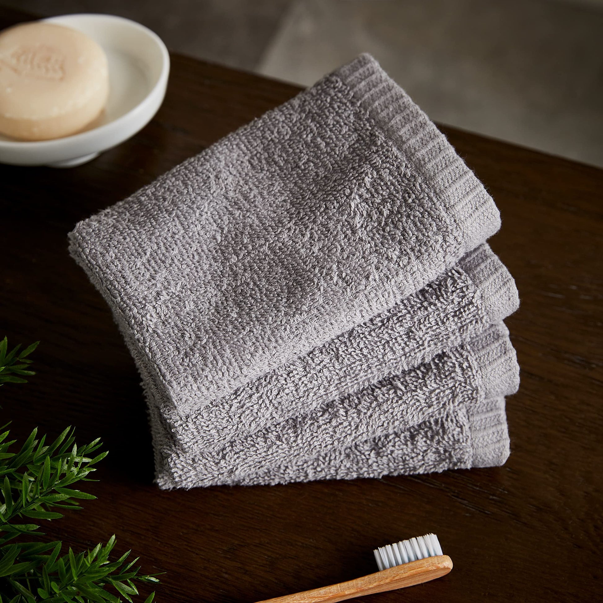 Quick Dry Grey Face Cloth 4 Pack