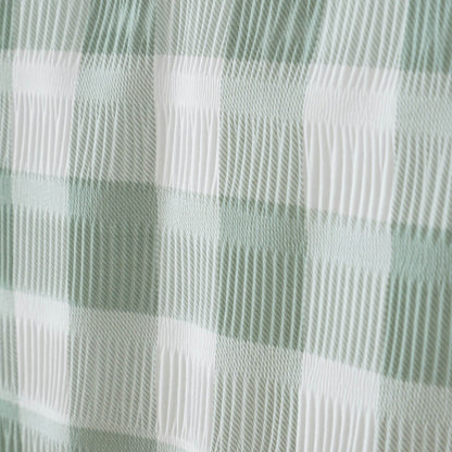 Seersucker Gingham Check Green Duvet Cover Set