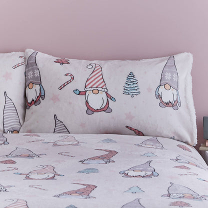 Christmas Festive Gnomes Pink Duvet Cover Set