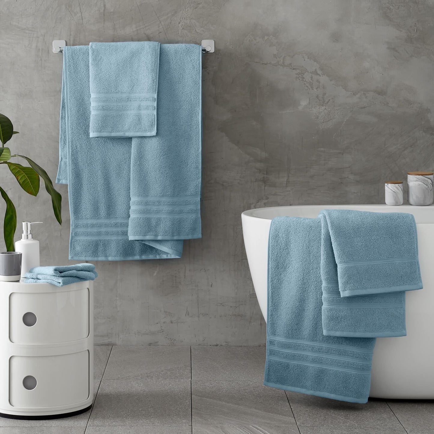 Zero Twist Blue Bath Sheet Pair