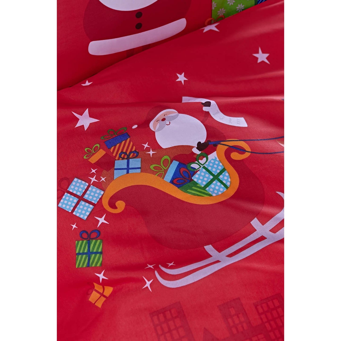Santa's Christmas Presents Red Duvet Cover Set