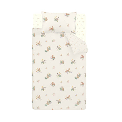 Catherine Lansfield Forest Friends Print Reversible Cotton Duvet Cover Set Cream