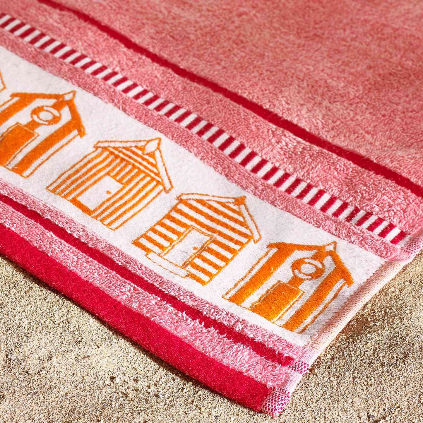 Beach Huts Coral Beach Towel